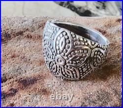 Retired James Avery Wide Dotted Flower Ring, Tapering in the Back 9.5