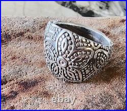 Retired James Avery Wide Dotted Flower Ring, Tapering in the Back 9.5