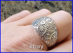 Retired James Avery Wide Dotted Flower Ring, Tapering in the Back 9.5