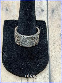Retired James Avery Wide Fleur De Lis Band Ring Size 7.5-8