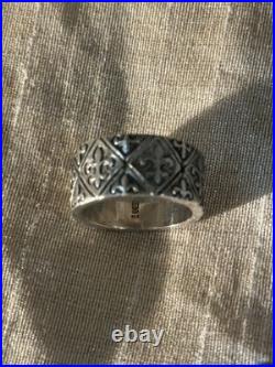 Retired James Avery Wide Fleur De Lis Band Ring Sz 7.5