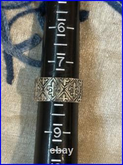 Retired James Avery Wide Fleur De Lis Band Ring Sz 7.5