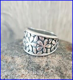 Retired James Avery Wide Flower Band Ring Tapers in Back SO CUTE! Sz 7