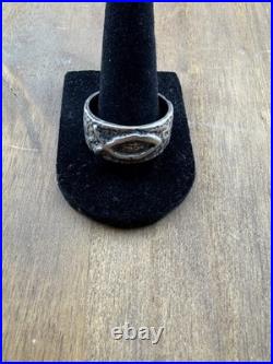 Retired James Avery Wide Ichthus Fish Christian Textured Band Ring Heavy Sz 12.5