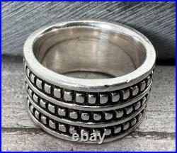 Retired James Avery Wide Triple Row Beaded Dotted Ring 8.9 Grams Sz 5 Retired James Avery Wide Triple Row Beaded Dotted Ring 8.9 Grams Sz 5