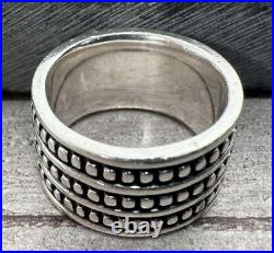 Retired James Avery Wide Triple Row Beaded Dotted Ring 8.9 Grams Sz 5 Retired James Avery Wide Triple Row Beaded Dotted Ring 8.9 Grams Sz 5