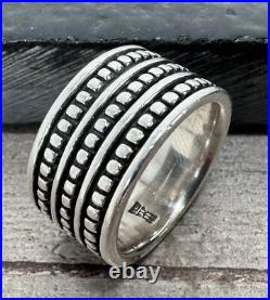 Retired James Avery Wide Triple Row Beaded Dotted Ring 8.9 Grams Sz 5 Retired James Avery Wide Triple Row Beaded Dotted Ring 8.9 Grams Sz 5