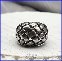 Retired James Avery Wide Woven Dome Ring Sterling Silver Size 6.5 VTG
