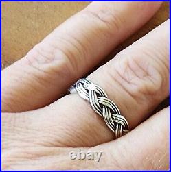 Retired James Avery Woven Ring Size 7.5 Sterling Silver NEAT Rare Piece