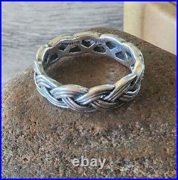 Retired James Avery Woven Ring Size 7.5 Sterling Silver NEAT Rare Piece