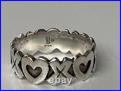 Retired James Avery XO Heart Ring Hugs and Kisses Size 8