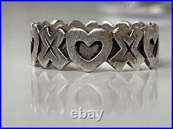 Retired James Avery XO Heart Ring Hugs and Kisses Size 8