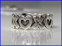 Retired James Avery XO Heart Ring Hugs and Kisses Size 8