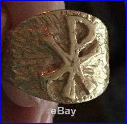 Retired James Avery hammered 14k Yellow Gold christian Men's Ring 15.1 grams