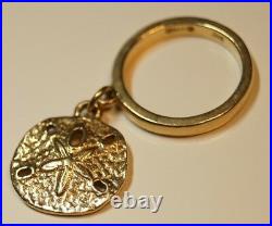Retired & RARE James Avery 14k Gold SAND DOLLAR DANGLE CHARM Ring Size 2.5