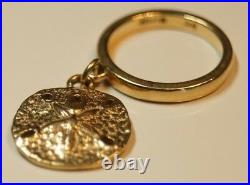 Retired & RARE James Avery 14k Gold SAND DOLLAR DANGLE CHARM Ring Size 2.5