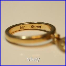 Retired & RARE James Avery 14k Gold SAND DOLLAR DANGLE CHARM Ring Size 2.5
