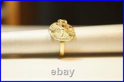 Retired & RARE James Avery 14k Gold SAND DOLLAR DANGLE CHARM Ring Size 2.5