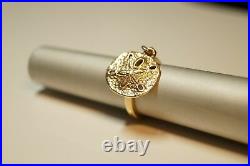 Retired & RARE James Avery 14k Gold SAND DOLLAR DANGLE CHARM Ring Size 2.5