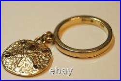 Retired & RARE James Avery 14k Gold SAND DOLLAR DANGLE CHARM Ring Size 2.5