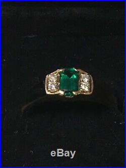 Retired Rare James Avery Barcelona Emerald Diamond Ring Sz 7 1/4 Gold 14K