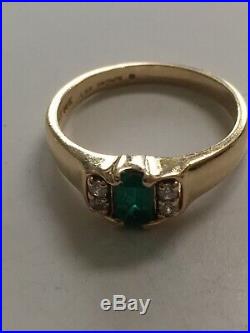 Retired Rare James Avery Barcelona Emerald Diamond Ring Sz 7 1/4 Gold 14K