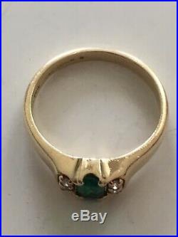 Retired Rare James Avery Barcelona Emerald Diamond Ring Sz 7 1/4 Gold 14K