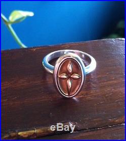 Retired Rare James Avery Blossom Cross Ring Silver And 14k Gold Size 8
