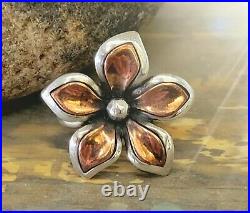 Retired Rare James Avery Copper Flower Ring with Sterling Silver Size 5