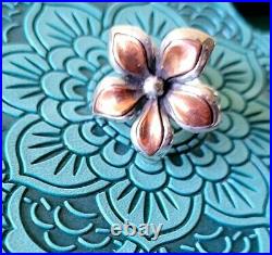 Retired Rare James Avery Copper Flower Ring with Sterling Silver Size 5