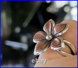 Retired Rare James Avery Copper Flower Ring with Sterling Silver Size 5