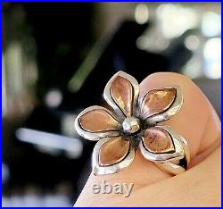 Retired Rare James Avery Copper Flower Ring with Sterling Silver Size 5