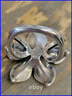 Retired Rare James Avery Copper Flower Ring with Sterling Silver Size 5