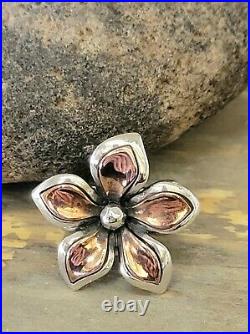 Retired Rare James Avery Copper Flower Ring with Sterling Silver Size 5