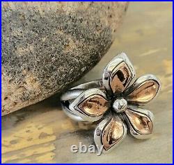 Retired Rare James Avery Copper Flower Ring with Sterling Silver Size 5