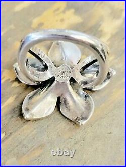 Retired Rare James Avery Copper Flower Ring with Sterling Silver Size 5