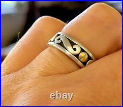 Retired Rare James Avery Great Condition 14kt Gold Circle withSilver Band Ring (6)