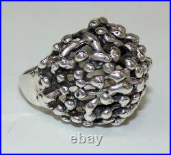 Retired Rare James Avery Ring Signed Sterling Silver Large Brutalist Dome Pierce