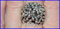 Retired Rare James Avery Ring Signed Sterling Silver Large Brutalist Dome Pierce