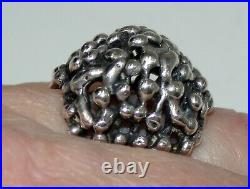 Retired Rare James Avery Ring Signed Sterling Silver Large Brutalist Dome Pierce