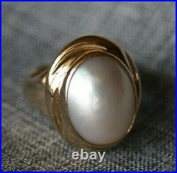 Retired & UNIQUE James Avery 14k Gold OVAL PEARL Ring Size 6.5