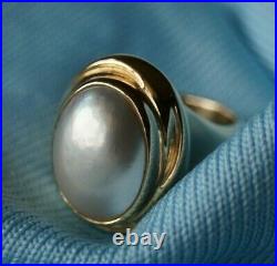 Retired & UNIQUE James Avery 14k Gold OVAL PEARL Ring Size 6.5