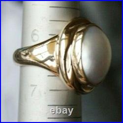 Retired & UNIQUE James Avery 14k Gold OVAL PEARL Ring Size 6.5