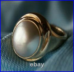 Retired & UNIQUE James Avery 14k Gold OVAL PEARL Ring Size 6.5