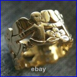 Retired & Very Rare James Avery ANGELS with FLOWERS Band 14k Gold Size 6.75