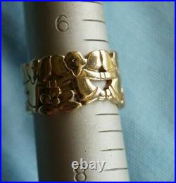 Retired & Very Rare James Avery ANGELS with FLOWERS Band 14k Gold Size 6.75