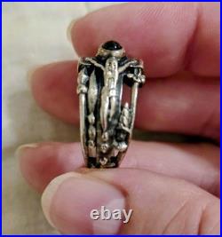 Retired Vintage James Avery Martin Luther Sterling Silver & Garnet Ring Size 9