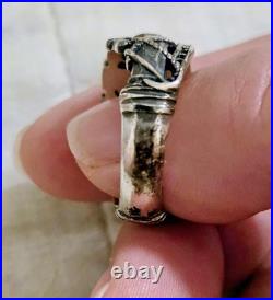 Retired Vintage James Avery Martin Luther Sterling Silver & Garnet Ring Size 9