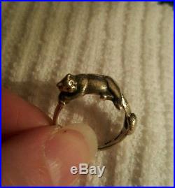 Retired vintage James Avery 925 Sterling Silver Sleeping Kitty Cat Ring sz 9