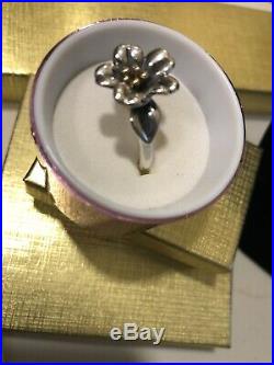 Retired vintage James Avery Sterling Silver 14 Kt Gold April Flower Ring size 9